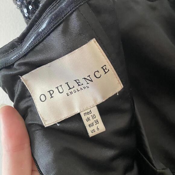 OPULENCE England ASOS black sequin strapless peplum mini dress - Picture 5 of 5